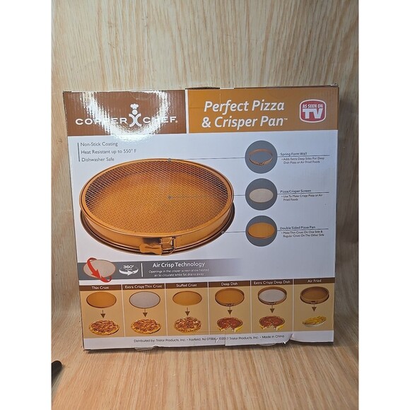 12” COPPER CHEF PERFECT PIZZA & CRISPER PAN 3 PIECE, NON-STICK 550F HEAT RESIST - Picture 7 of 7